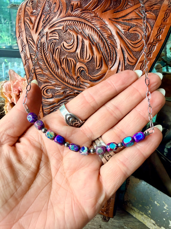 16 inch chain choker and Verascite sea sediment and sterling silver