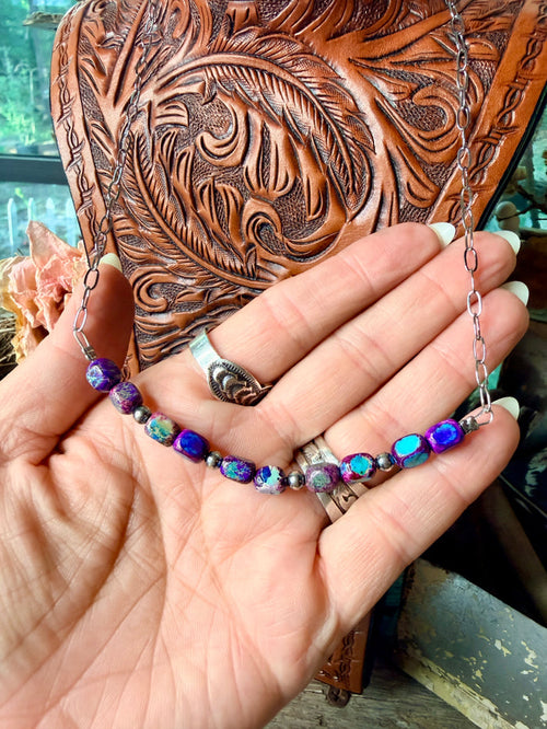 16 inch chain choker and Verascite sea sediment and sterling silver