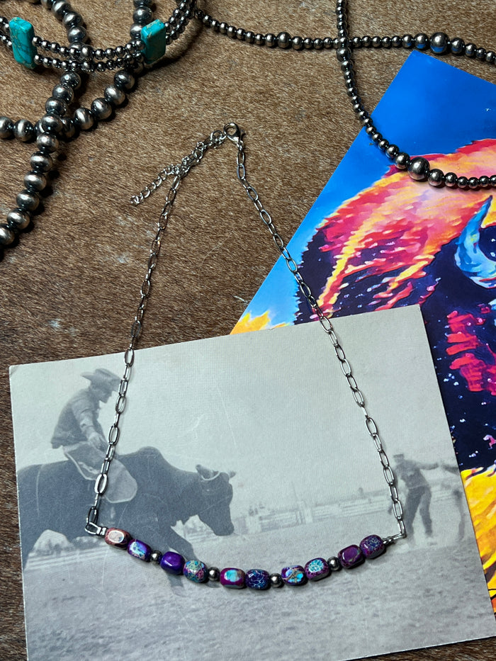 16 inch chain choker and Verascite sea sediment and sterling silver