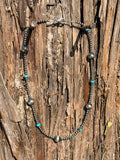 3/6/10mm 20” Round Sterling Silver and Turquoise Necklace