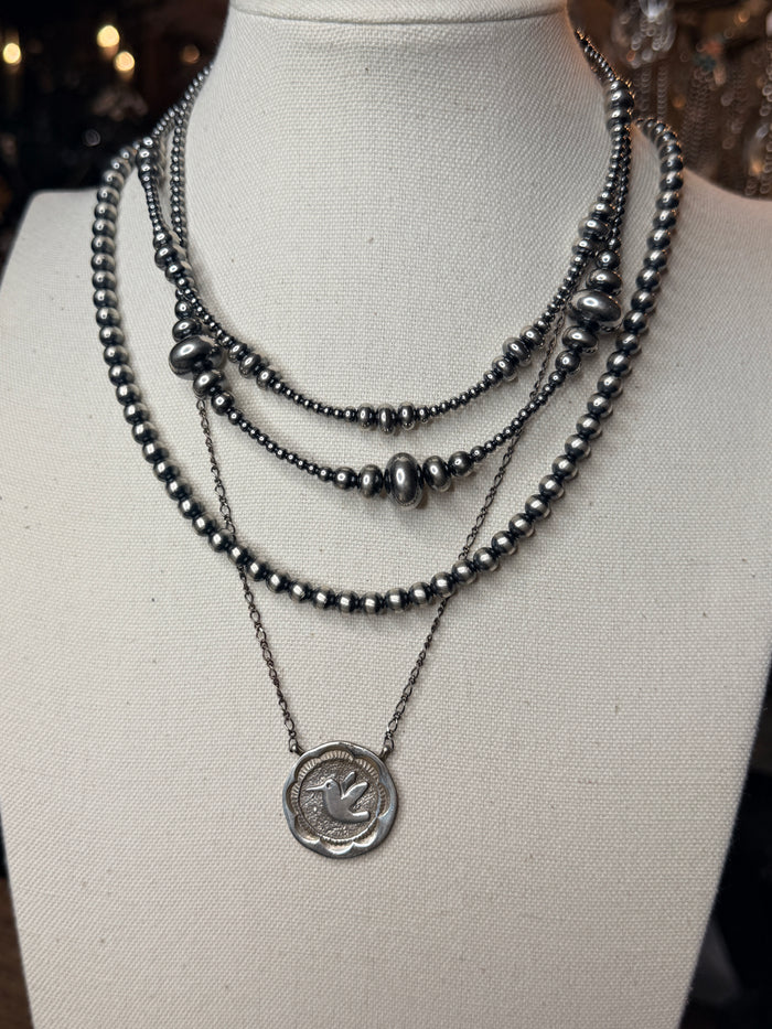 3mm-9mm Rondelle Sterling Silver Pearls Necklace (Choose your length)