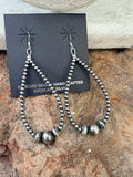 3mm Sterling Silver Pearls Teardrop Earrings with 10mm center bead