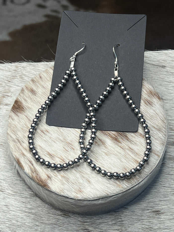 4" 4mm Sterling Silver Pearl Loop Earrings