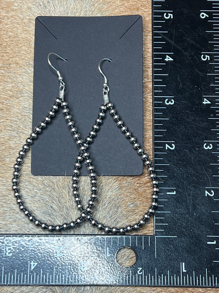 4" 4mm Sterling Silver Pearl Loop Earrings