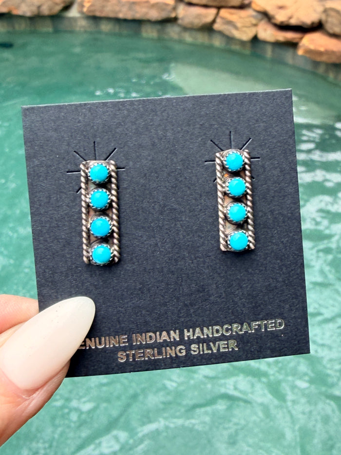 4 Stone Kingman Post Earrings