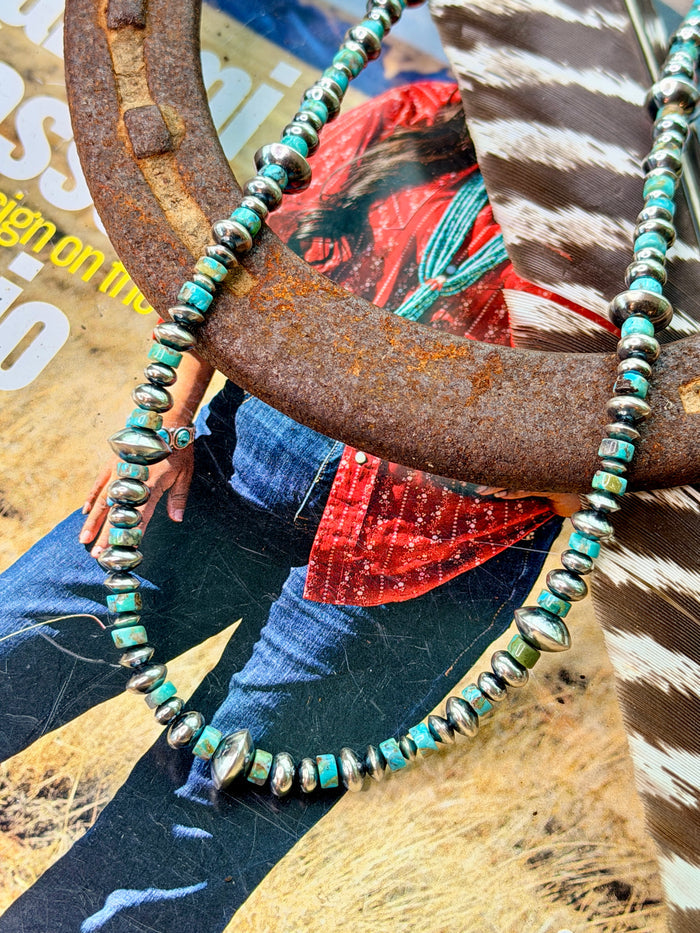 4mm- 8mm Turquoise with Sterling Silver Necklace