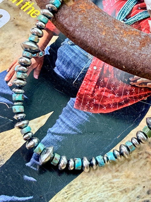 4mm- 8mm Turquoise with Sterling Silver Necklace