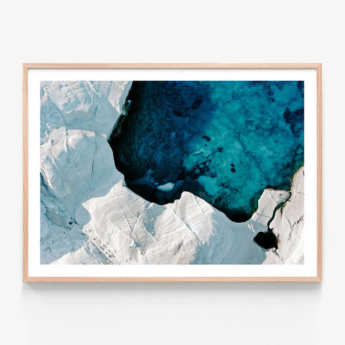 Aegean Rocks wall art print in oak frame
