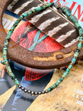 African Turquoise Heishi & Sterling Silver Pearl Necklace