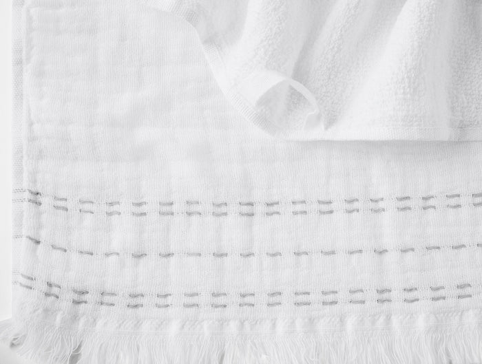 Alder Organic Hand Towel, Set of 2 | Alpine White w/Fog