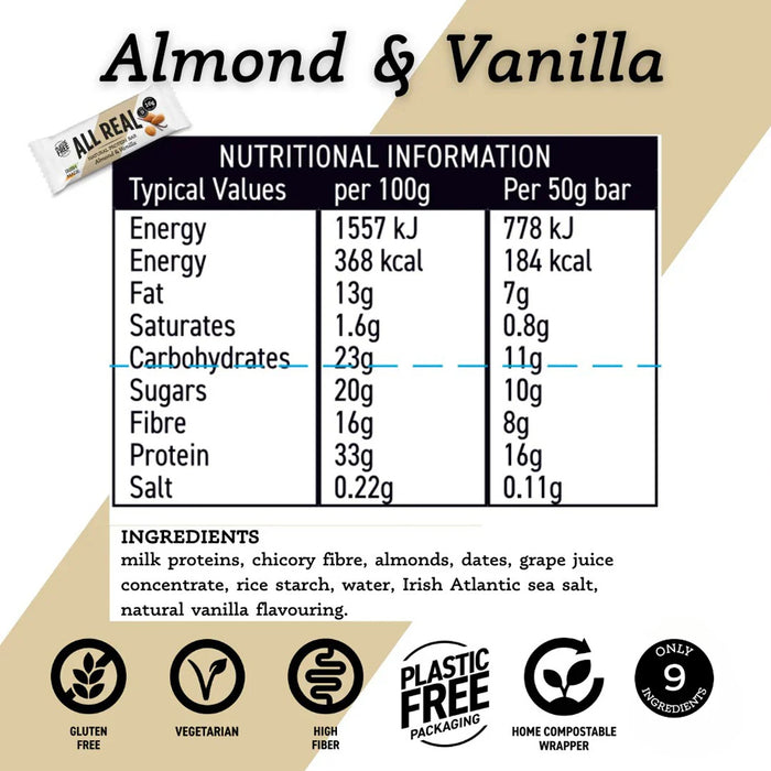 All Real Nutrition Almond Vanilla Protein Bar