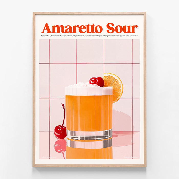 Amaretto Sour oak framed print