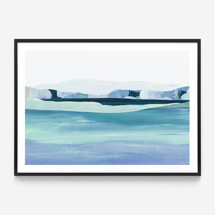 Aqua Landscape 2 wall art print in black frame