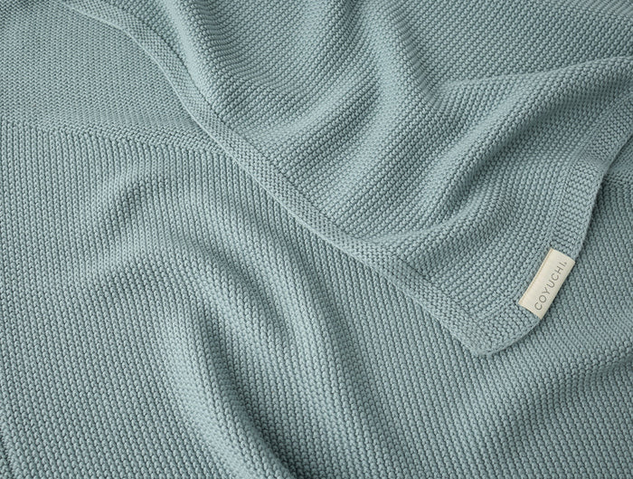 Arroyo Organic Knit Baby Blanket - Coyuchi | Lagoon
