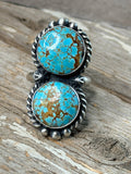 Authentic Adjustable Native America Navajo Sterling Silver Turquoise Ring By Eugene Belone