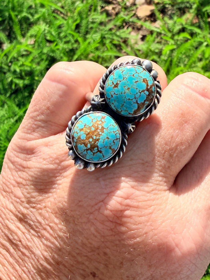 Authentic Adjustable Native America Navajo Sterling Silver Turquoise Ring By Eugene Belone