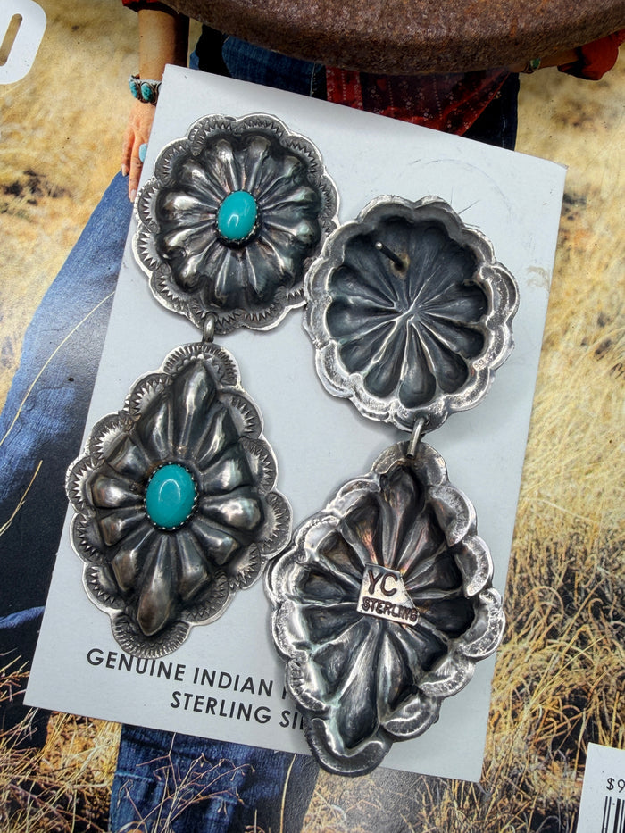 Authentic Concho Style Post w/ Dangle & Turquoise Earrings