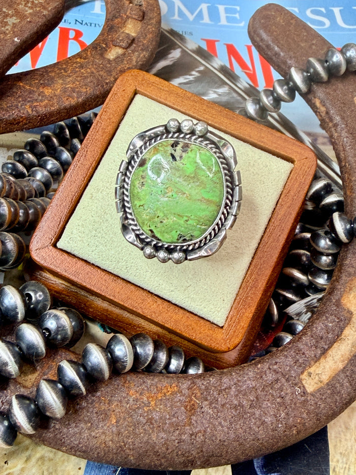 Authentic Gaspeite Ring size 7.5 by Samuel Yellowhair