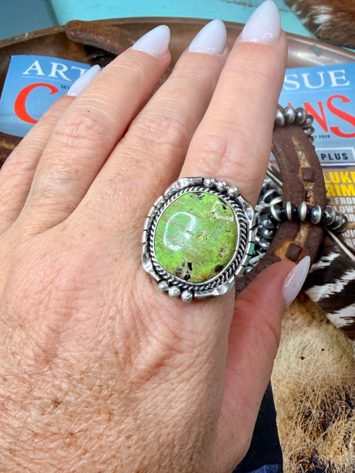 Authentic Gaspeite Ring size 7.5 by Samuel Yellowhair