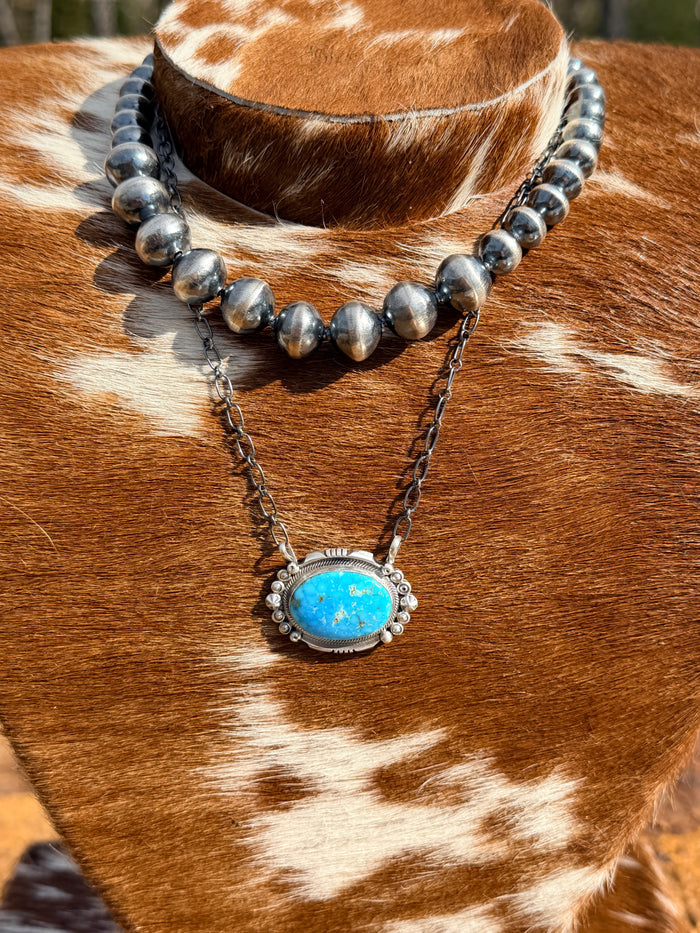 Authentic Gorgeous Bright Turquoise with Silver Detail by Daniel Benally