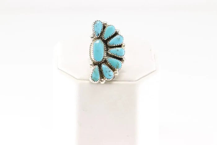 Authentic Half Cluster Geniune Turquoise Adjustable Native made by Alicia Wilson
