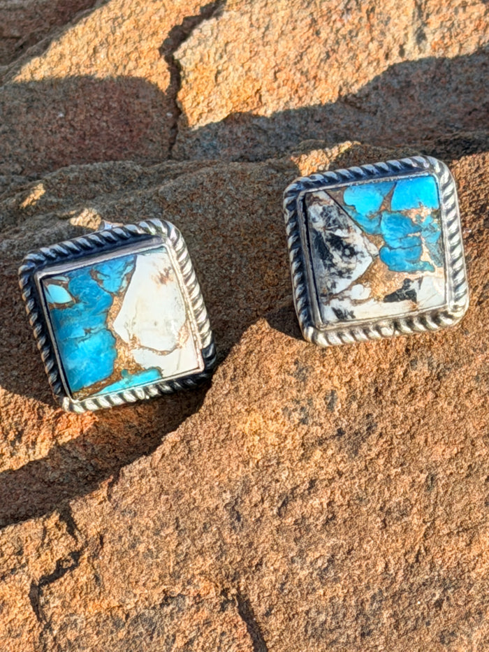 Authentic Ice Blue Dahlia Studs by Judith Dixon