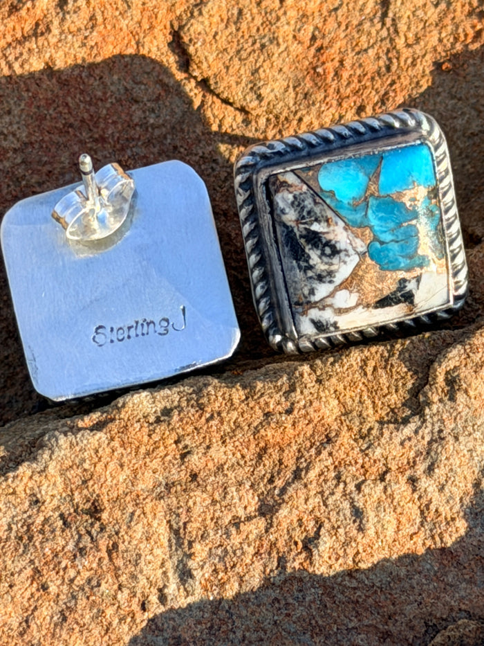 Authentic Ice Blue Dahlia Studs by Judith Dixon