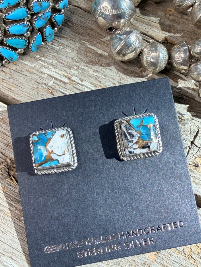 Authentic Ice Blue Dahlia Studs by Judith Dixon
