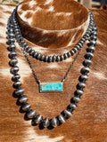 Authentic Native America Navajo Sterling Silver Kingman Turquoise Bar Necklace By Steve Francisco