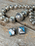 Authentic Native American Navajo Sterling Silver Kingman Krush Post Earring's By Judith Dixon
