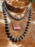 Authentic Native American Navajo Sterling Silver Purple Spiny Oyster Necklace By Chassity Belone.