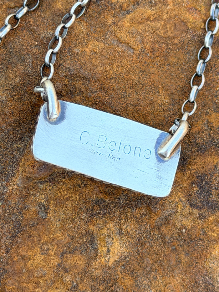 Authentic Native American Navajo Sterling Silver Purple Spiny Oyster Necklace By Chassity Belone.