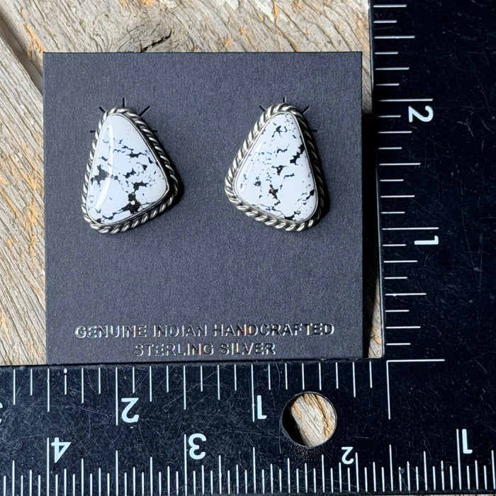 Authentic Native American White Buffalo Stone Post Earring's By C.Belone