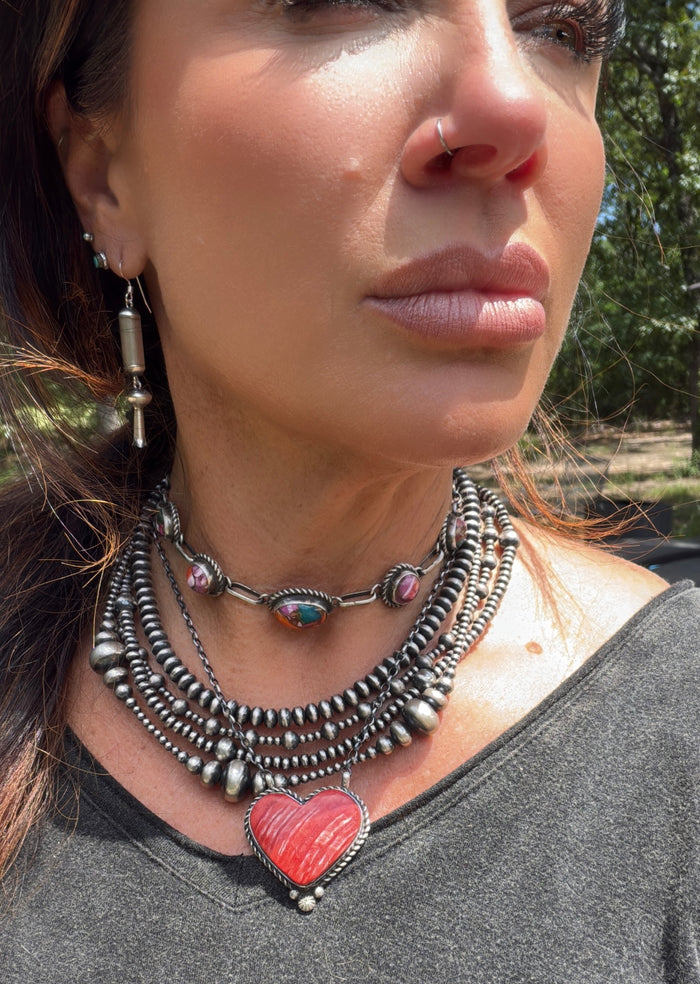 Authentic Native Made by Crystal Haley, Handcrafted Sterling Silver Pearl Blossom Dangle Earrings