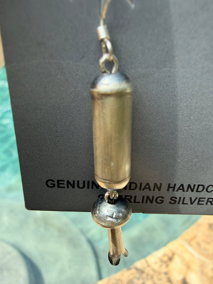 Authentic Native Made by Crystal Haley, Handcrafted Sterling Silver Pearl Blossom Dangle Earrings