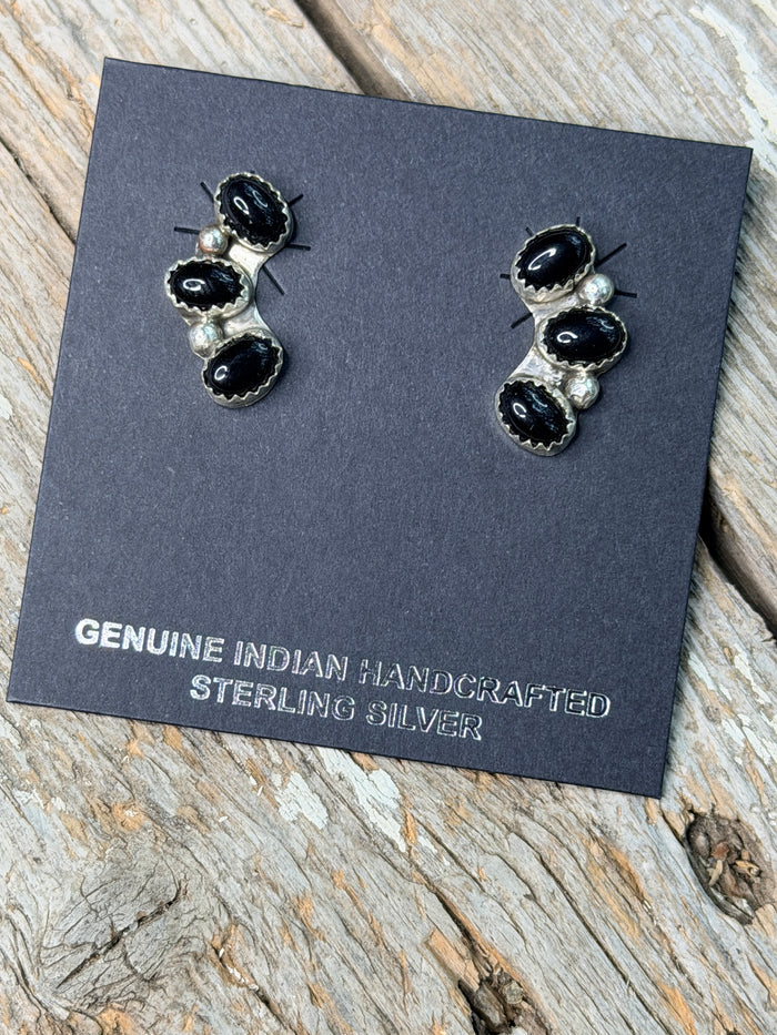 Authentic Native Made Onyx Studs Hallmarked “B”