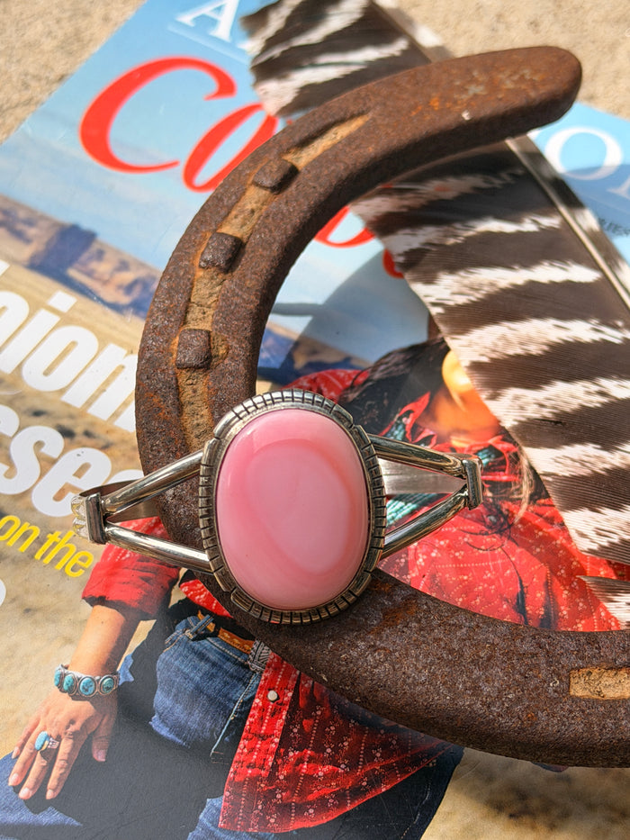 Authentic Native Made Pink Conch Cuff by S Etcitty