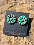 Authentic Native Made Royston Turquoise Stud Cluster Earrings