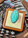 Authentic Native Made Tyrone Turquoise Ring by Ronald Dixson size 7