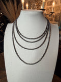 Authentic Navajo 4mm Round Sterling Silver Necklaces 14”-24” Handstrung by Kimberly Tom