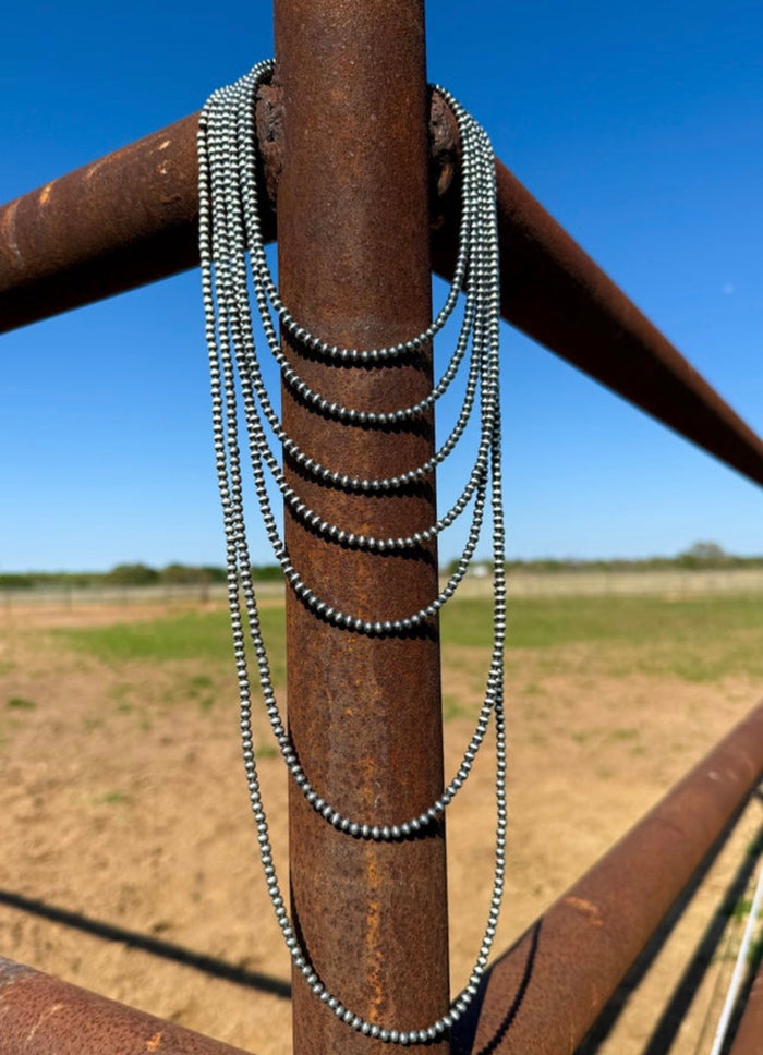 Authentic Navajo 4mm Round Sterling Silver Necklaces 14”-24” Handstrung by Kimberly Tom