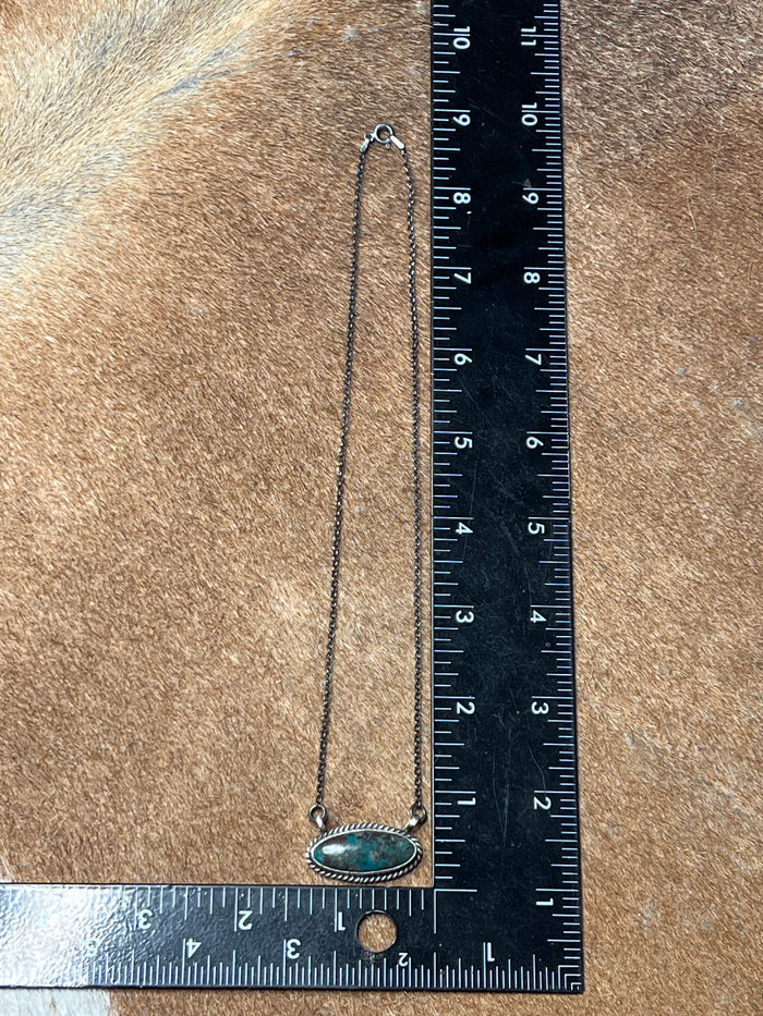 Authentic Navajo Campitos Turquoise Oval Necklace