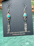 Authentic Navajo Silver Turquoise Feather Earrings