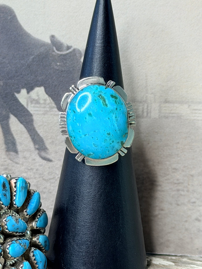 Authentic Navajo Sterling Silver Turquoise Ring By Jimmy Garcia size 6.5