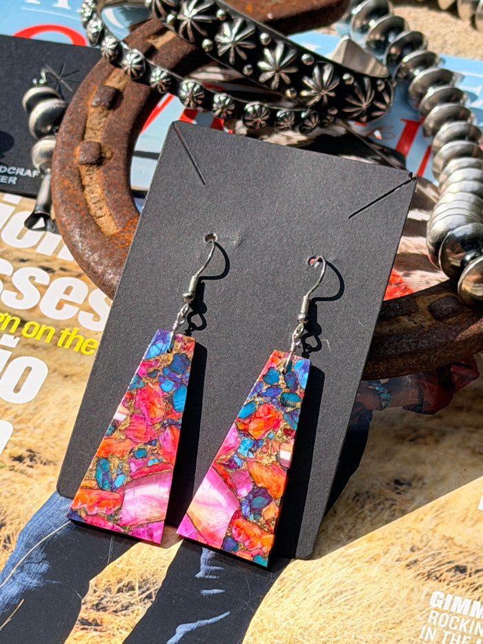 Authentic Pink and Turquoise Slab Earrings by Jameson Pete