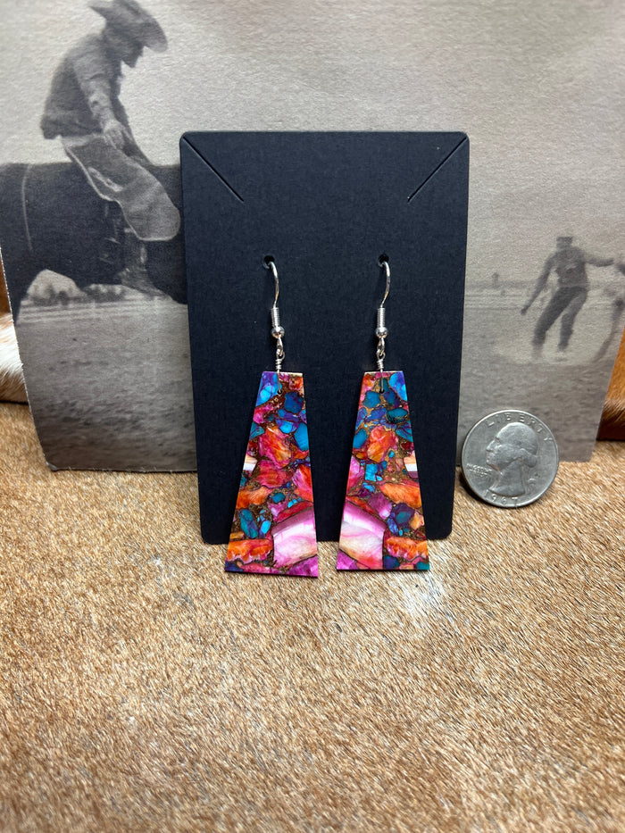 Authentic Pink and Turquoise Slab Earrings by Jameson Pete
