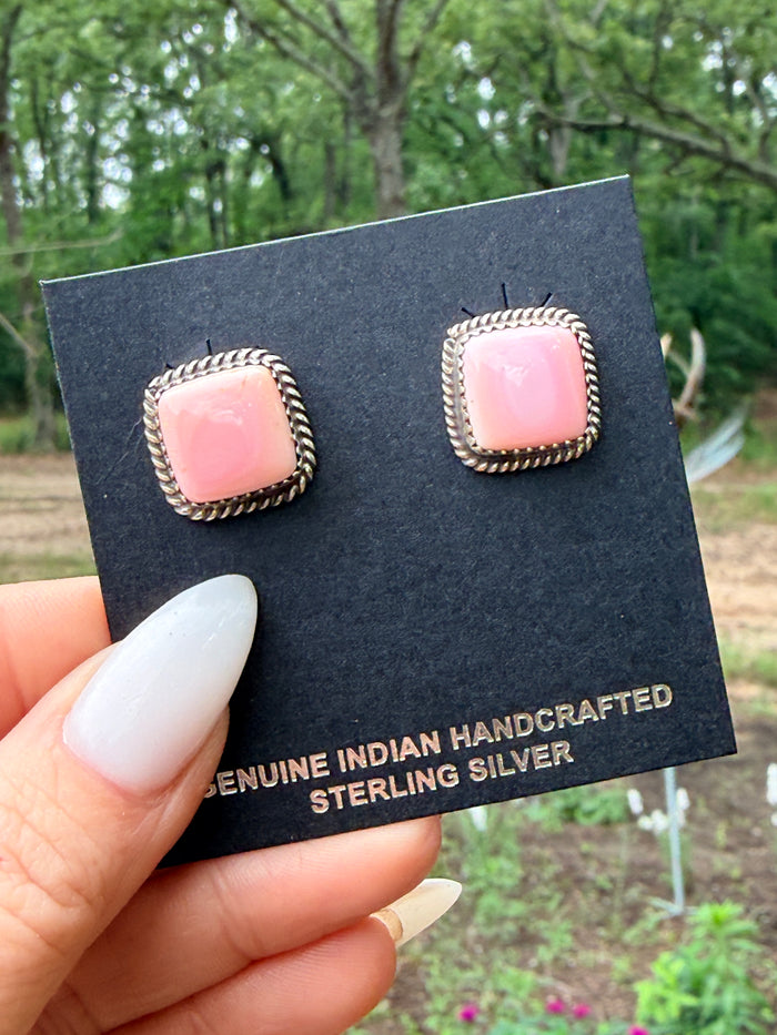 Authentic Pink Conch Shell Studs