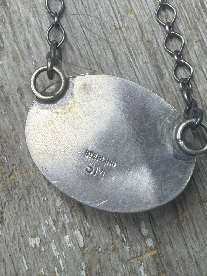Authentic Sterling Silver Navajo Oval Bumblebee Jasper Necklace by Sheryl Martinez