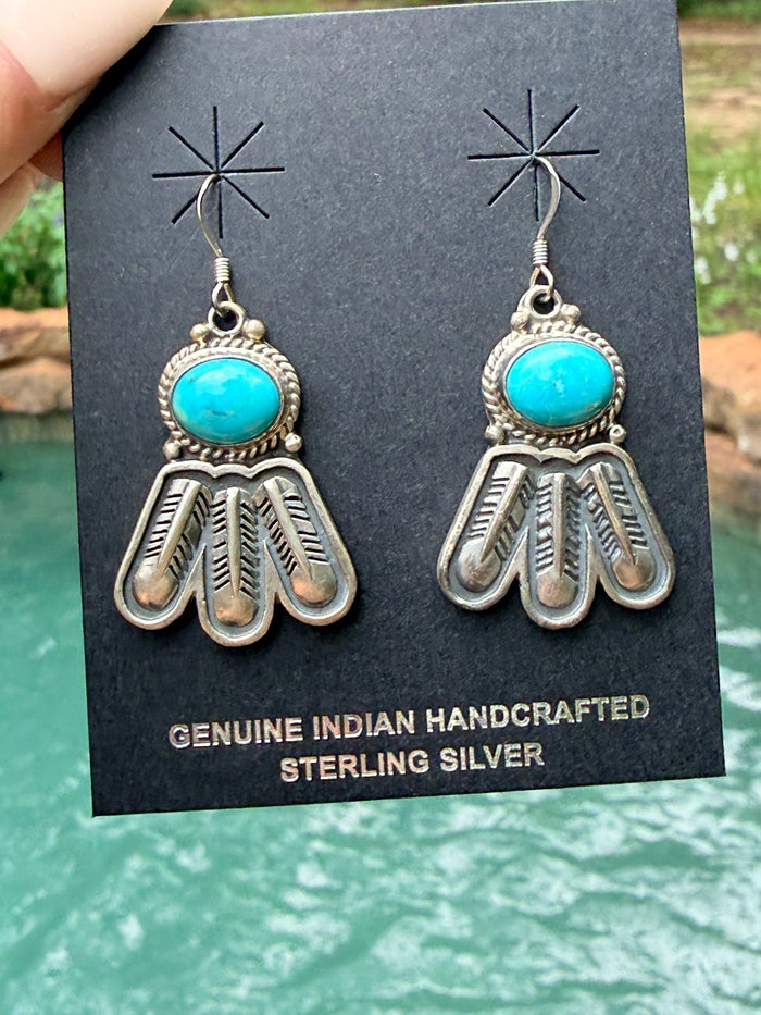 Authentic Turquoise and Feather Earrings