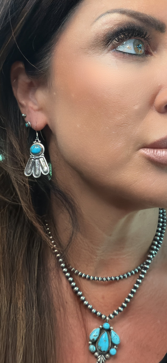 Authentic Turquoise and Feather Earrings
